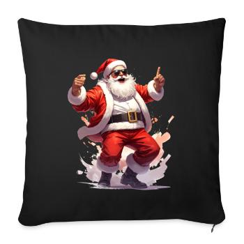 Le Père Noël danse sur de la musique rock - Housse de coussin décorative 45 x 45 cm - noir - Devant