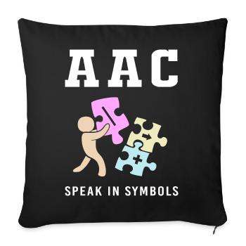 AAC Communication Sign Language SLP - Sofa pillowcase 17,3'' x 17,3'' (45 x 45 cm) - black - Front