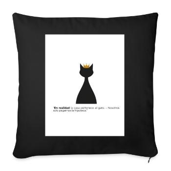 Gato Rey and His Mortgage - Sofa pillowcase 17,3'' x 17,3'' (45 x 45 cm) - black - Front