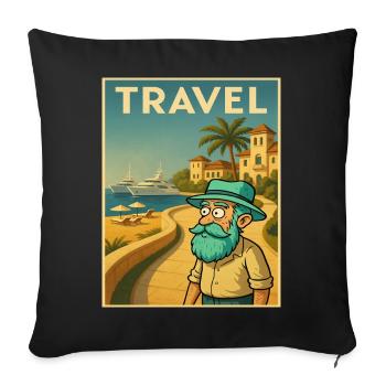 Art déco rétro avec grand-père sur la route - Housse de coussin décorative 45 x 45 cm - noir - Devant