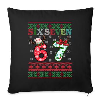 67 Christmas Funny Six Seven Meme - Housse de coussin décorative 45 x 45 cm - noir - Devant