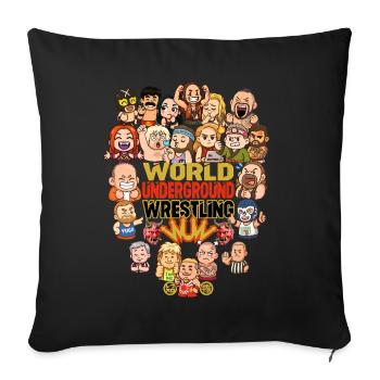 Underground Wrestling Cartoons - Sofa pillowcase 17,3'' x 17,3'' (45 x 45 cm) - black - Front