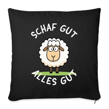 Moutons bons, tout va bien – Motif drôle - Housse de coussin décorative 45 x 45 cm - noir - Devant