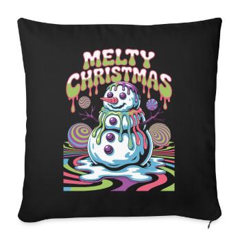 Bonhomme de neige de Noël fondant - Housse de coussin décorative 45 x 45 cm - noir - Devant