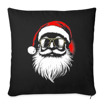 Père Noël cool, Père Noël, Père Noël - Housse de coussin décorative 45 x 45 cm - noir - Devant