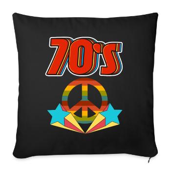 Retro 70s Peace Rainbow - Sofa pillowcase 17,3'' x 17,3'' (45 x 45 cm) - black - Front