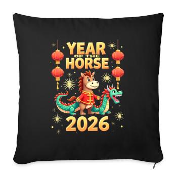 Chinese New Year Of The Horse 2026 - Sofa pillowcase 17,3'' x 17,3'' (45 x 45 cm) - black - Front