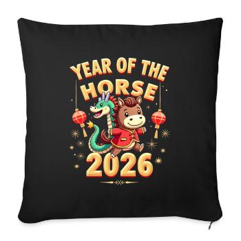 Chinese New Year Of The Horse 2026 - Sofa pillowcase 17,3'' x 17,3'' (45 x 45 cm) - black - Front