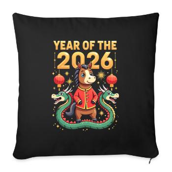 Chinese New Year Of The Horse 2026 - Sofa pillowcase 17,3'' x 17,3'' (45 x 45 cm) - black - Front
