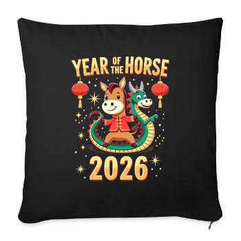 Chinese New Year Of The Horse 2026 - Sofa pillowcase 17,3'' x 17,3'' (45 x 45 cm) - black - Front