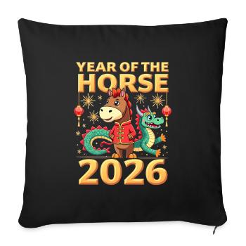 Chinese New Year Of The Horse 2026 - Sofa pillowcase 17,3'' x 17,3'' (45 x 45 cm) - black - Front