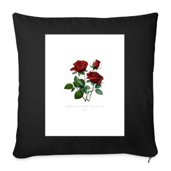 Rose motif Brings life to life... - Sofa pillowcase 17,3'' x 17,3'' (45 x 45 cm) - black - Front