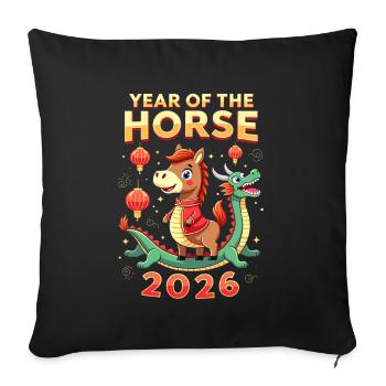 Chinese New Year Of The Horse 2026 - Sofa pillowcase 17,3'' x 17,3'' (45 x 45 cm) - black - Front