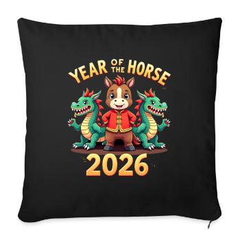 Chinese New Year Of The Horse 2026 - Sofa pillowcase 17,3'' x 17,3'' (45 x 45 cm) - black - Front