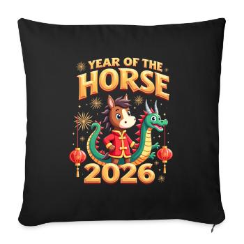 Chinese New Year Of The Horse 2026 - Sofa pillowcase 17,3'' x 17,3'' (45 x 45 cm) - black - Front