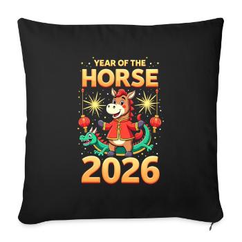 Chinese New Year Of The Horse 2026 - Sofa pillowcase 17,3'' x 17,3'' (45 x 45 cm) - black - Front