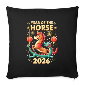 Chinese New Year Of The Horse 2026 - Sofa pillowcase 17,3'' x 17,3'' (45 x 45 cm) - black - Front