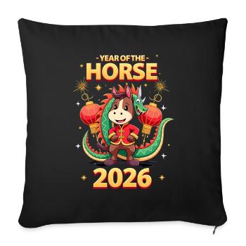 Chinese New Year Of The Horse 2026 - Sofa pillowcase 17,3'' x 17,3'' (45 x 45 cm) - black - Front