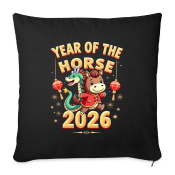 Chinese New Year Of The Horse 2026 - Sofa pillowcase 17,3'' x 17,3'' (45 x 45 cm) - black - Front