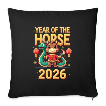 Chinese New Year Of The Horse 2026 - Sofa pillowcase 17,3'' x 17,3'' (45 x 45 cm) - black - Front
