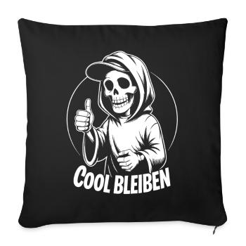 Pouce levé avec capuche squelette - Housse de coussin décorative 45 x 45 cm - noir - Devant