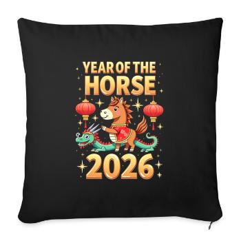 Chinese New Year Of The Horse 2026 - Sofa pillowcase 17,3'' x 17,3'' (45 x 45 cm) - black - Front