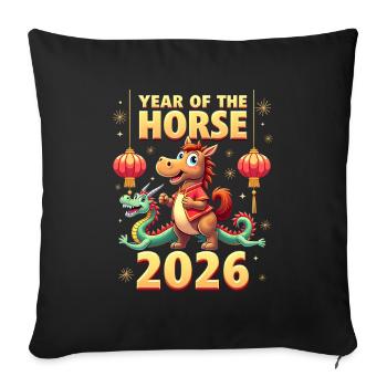 Chinese New Year Of The Horse 2026 - Sofa pillowcase 17,3'' x 17,3'' (45 x 45 cm) - black - Front