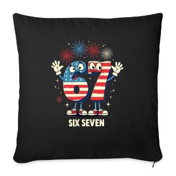 US Flag 67 Memes Six Seven - Sofa pillowcase 17,3'' x 17,3'' (45 x 45 cm) - black - Front