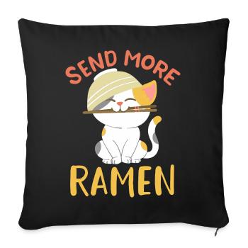 Send More Ramen Cute Kawaii Cat Noodle Art - Sofa pillowcase 17,3'' x 17,3'' (45 x 45 cm) - black - Front