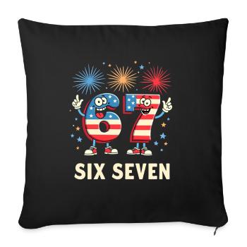 US Flag 67 Memes Six Seven - Sofa pillowcase 17,3'' x 17,3'' (45 x 45 cm) - black - Front
