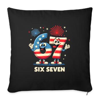 US Flag 67 Memes Six Seven - Sofa pillowcase 17,3'' x 17,3'' (45 x 45 cm) - black - Front