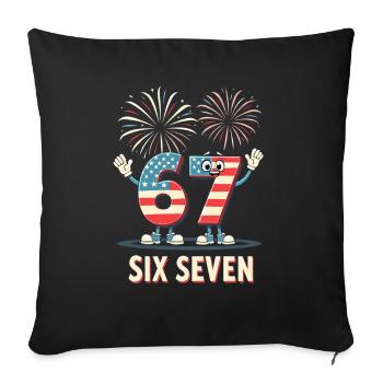 US Flag 67 Memes Six Seven - Housse de coussin décorative 45 x 45 cm - noir - Devant