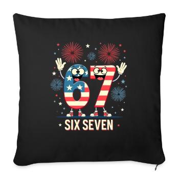 US Flag 67 Memes Six Seven - Housse de coussin décorative 45 x 45 cm - noir - Devant