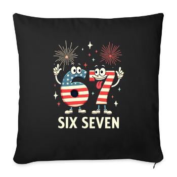 US Flag 67 Memes Six Seven - Housse de coussin décorative 45 x 45 cm - noir - Devant