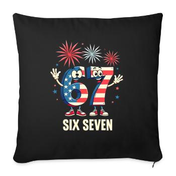 US Flag 67 Memes Six Seven - Sofa pillowcase 17,3'' x 17,3'' (45 x 45 cm) - black - Front