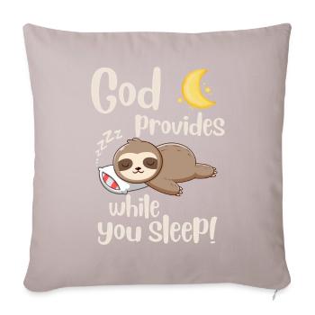 Jesus Christ- God provides while you sleep - Faith - Sofa pillowcase 17,3'' x 17,3'' (45 x 45 cm) - light taupe - Front