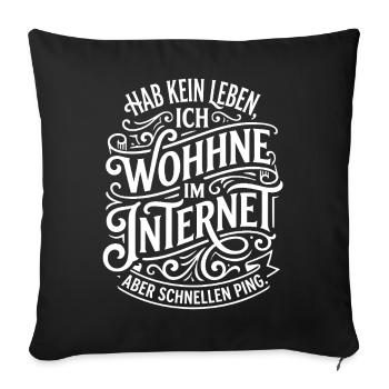 Je vis sur Internet Citation - Housse de coussin décorative 45 x 45 cm - noir - Devant