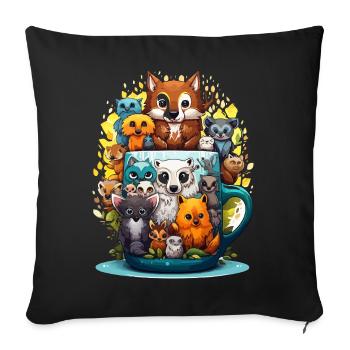 Animal Mug: Colorful Animal Family - Sofa pillowcase 17,3'' x 17,3'' (45 x 45 cm) - black - Front