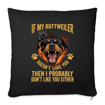 Si mon rottweiler n’aime pas l’épinette de Lustiger - Housse de coussin décorative 45 x 45 cm - noir - Devant