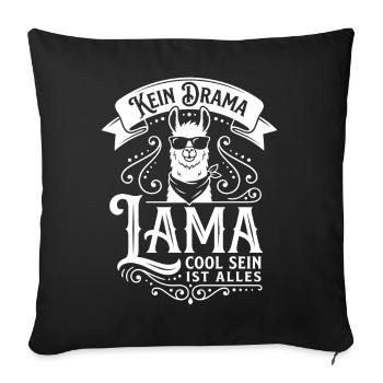 Llama with sunglasses – No drama - Sofa pillowcase 17,3'' x 17,3'' (45 x 45 cm) - black - Front