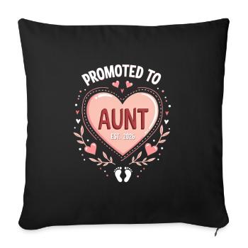 Aunt 2026 Aunt 2026 Promoted to Aunt 2026 - Sofa pillowcase 17,3'' x 17,3'' (45 x 45 cm) - black - Front