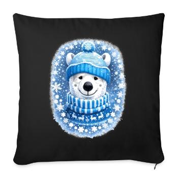 Look un joli ours polaire en hiver - Housse de coussin décorative 45 x 45 cm - noir - Devant