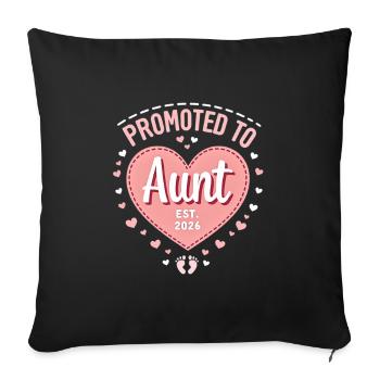 Aunt 2026 Aunt 2026 Promoted to Aunt 2026 - Sofa pillowcase 17,3'' x 17,3'' (45 x 45 cm) - black - Front
