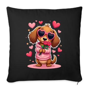 Dackel teckel teckel tekel - Housse de coussin décorative 45 x 45 cm - noir - Devant