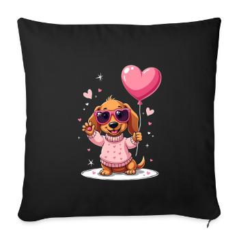 Dackel teckel teckel tekel - Housse de coussin décorative 45 x 45 cm - noir - Devant