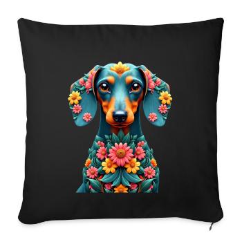 Dackel teckel teckel tekel - Housse de coussin décorative 45 x 45 cm - noir - Devant