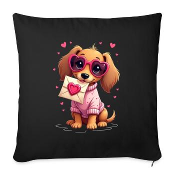 Dackel teckel teckel tekel - Housse de coussin décorative 45 x 45 cm - noir - Devant