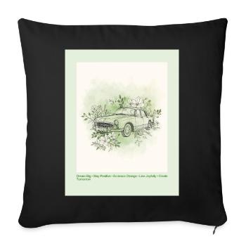 Vintage Car with Floral Frame - Sofa pillowcase 17,3'' x 17,3'' (45 x 45 cm) - black - Front