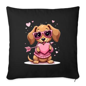Dackel teckel teckel tekel - Housse de coussin décorative 45 x 45 cm - noir - Devant
