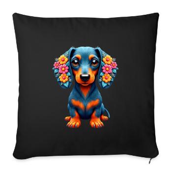 Dackel teckel teckel tekel - Housse de coussin décorative 45 x 45 cm - noir - Devant